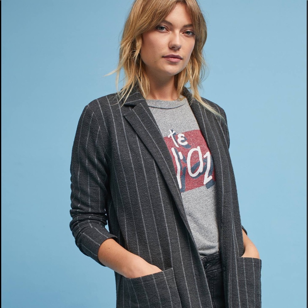 ISO Anthropologie pinstripe longline blazer
